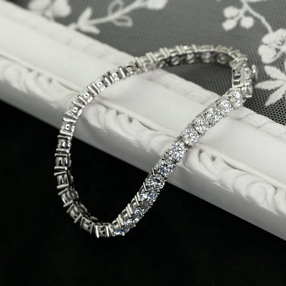 3mm Round Cut Luxurious Moissanite Tennis Bracelet With 925 Sterling Silver - Picture 5 of 5